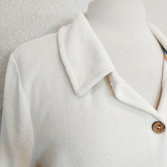 Faherty White Terry Cloth Short Sleeve Button Up Size XL - Picture 9 of 12